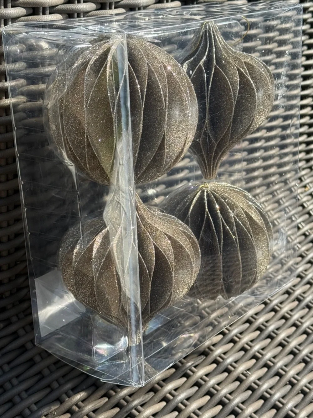 Gold Glitter Ornaments - Set of 4 - NWT
